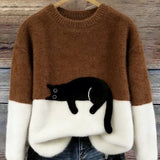 Émeline | Oversize Elegant Sweatshirt med Kattemønster
