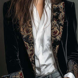 Léontine | Slim Fit Printet Barok Sort Blazer
