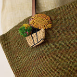 Håndvævet Raffia Tote Bag Med Læderhåndtag