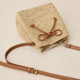 Mini Håndvævet Raffia Drawstring Crossbody Taske