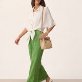 Mini Håndvævet Raffia Drawstring Crossbody Taske