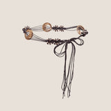 Bohemsk Håndlavet Voks Snor & Kalveskind Vævet Tyndt Bælte