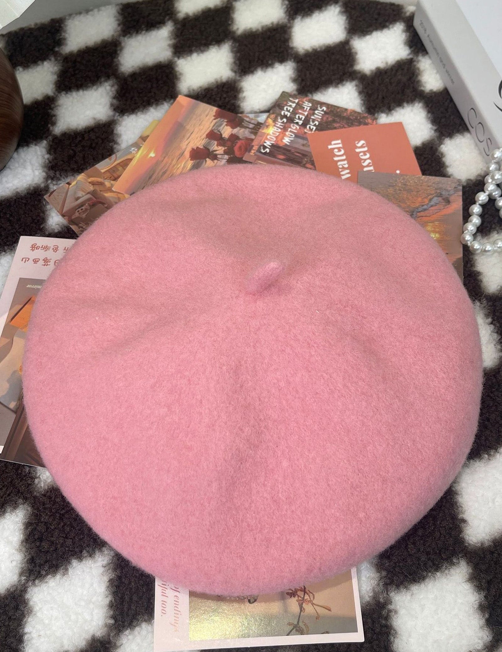 100% Uld Retro Håndstrikket Beret