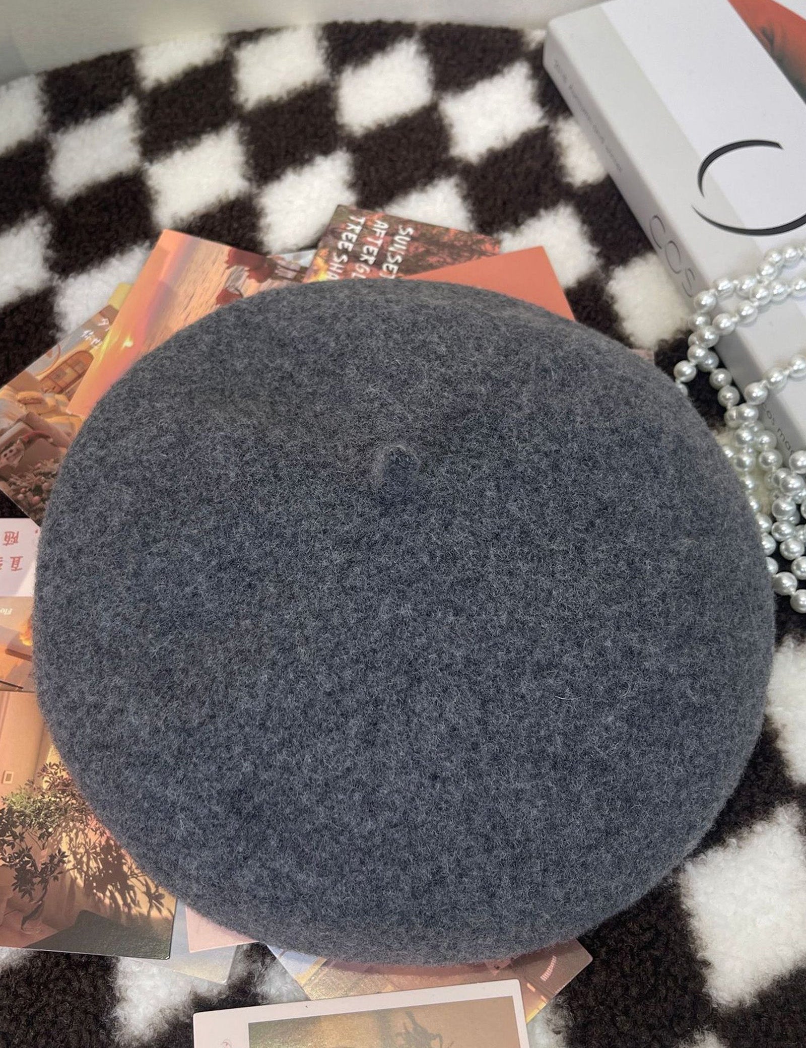 100% Uld Retro Håndstrikket Beret