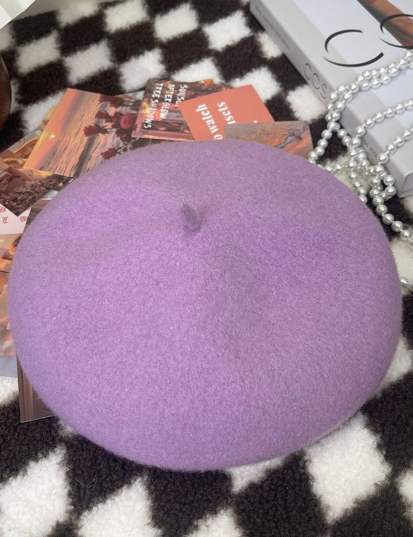 100% Uld Retro Håndstrikket Beret