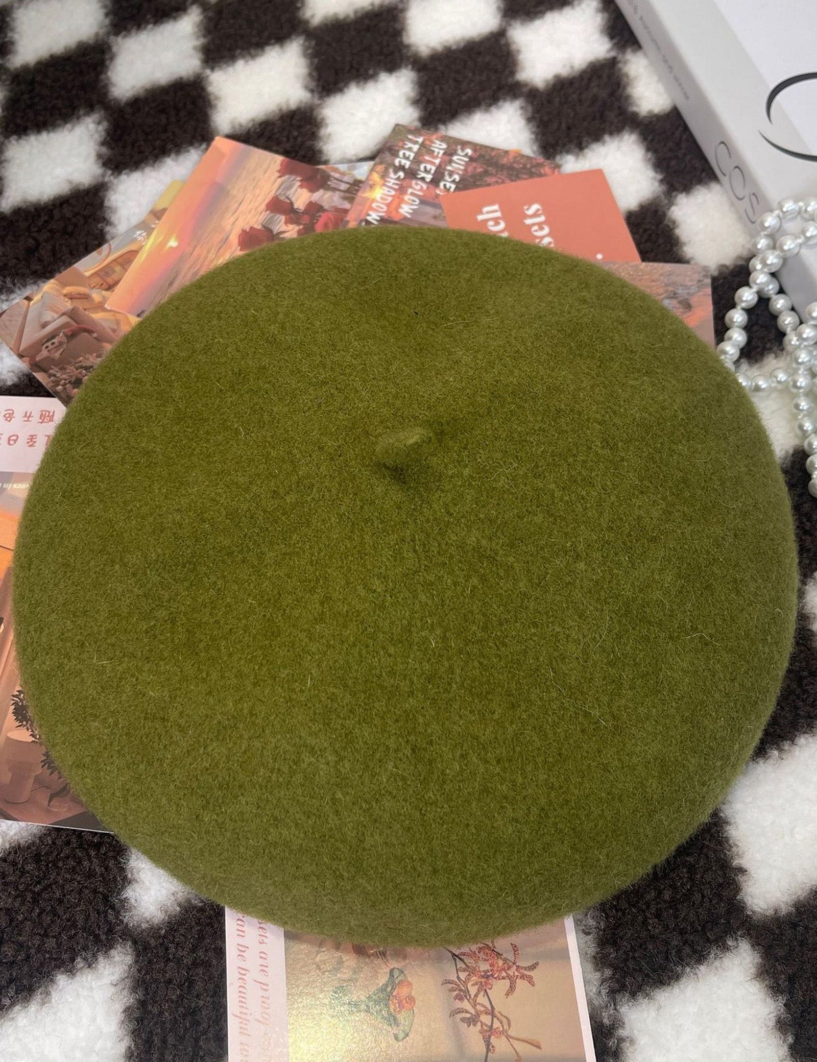 100% Uld Retro Håndstrikket Beret