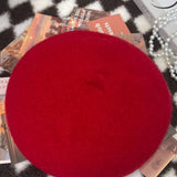 100% Uld Retro Håndstrikket Beret