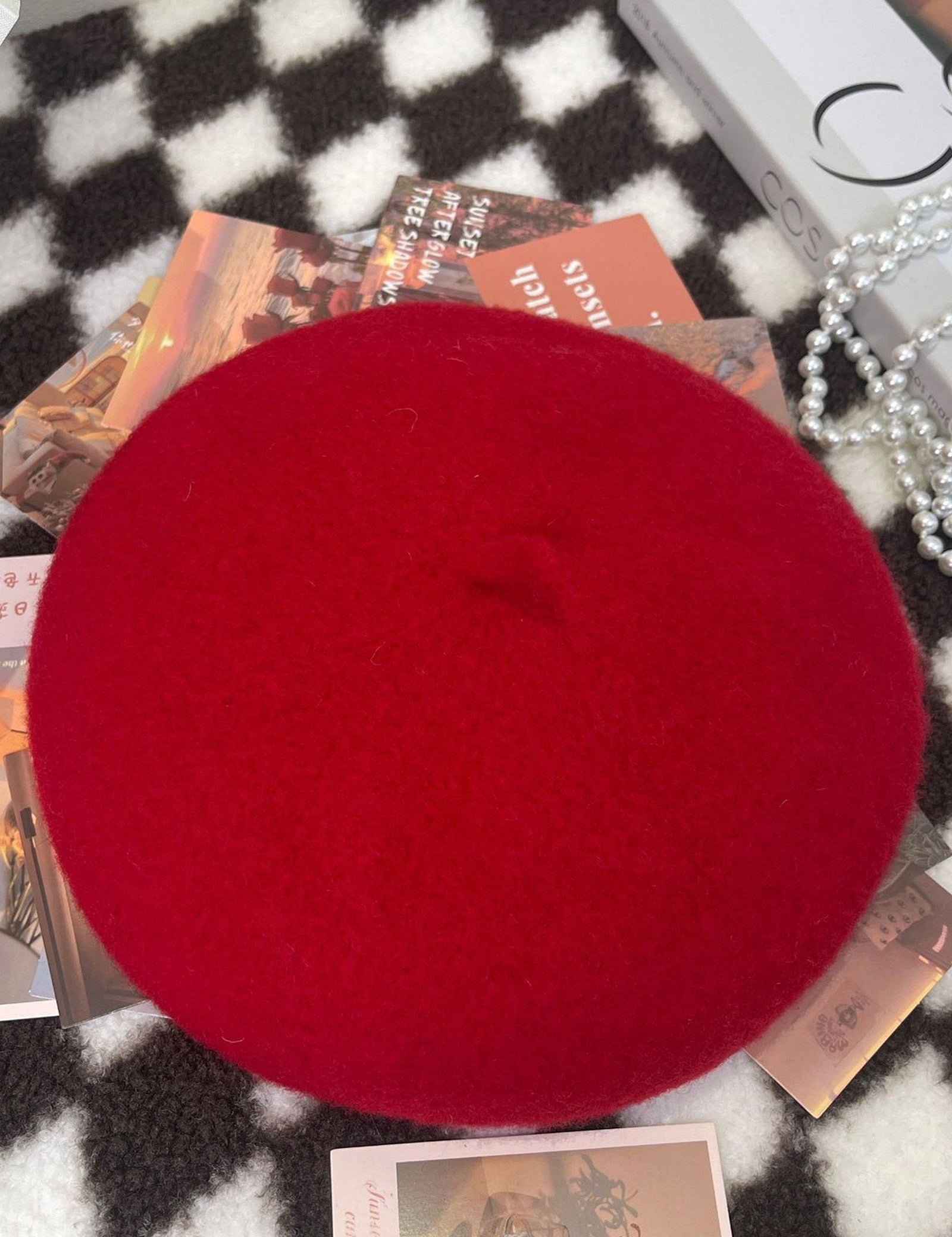 100% Uld Retro Håndstrikket Beret