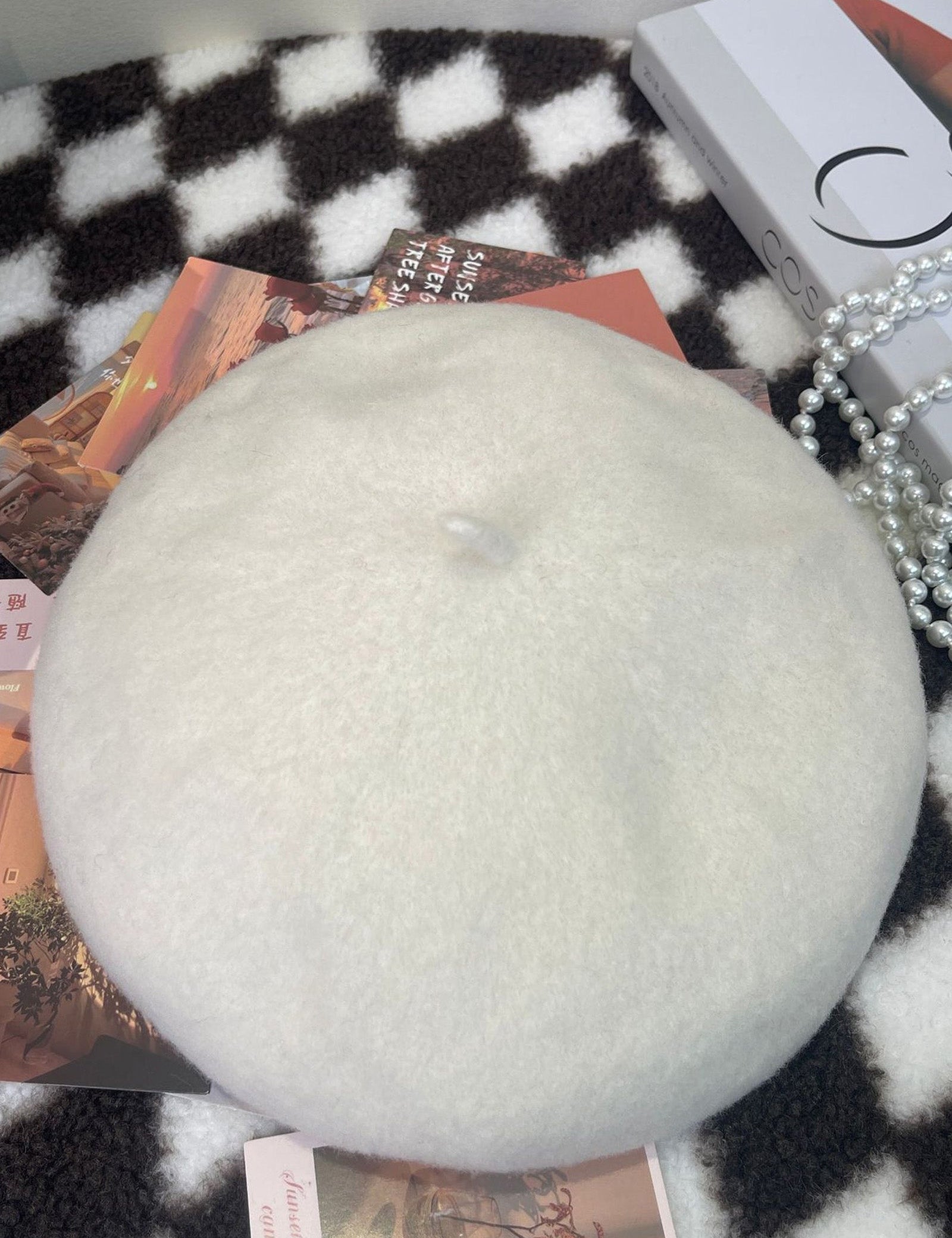 100% Uld Retro Håndstrikket Beret