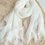 Uld Tencel Solid Ruched Letvægsscarf