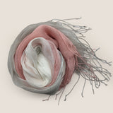 100% Linned Gradient Frynset Lys Tørklæde