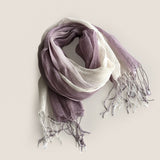 100% Linned Gradient Frynset Lys Tørklæde