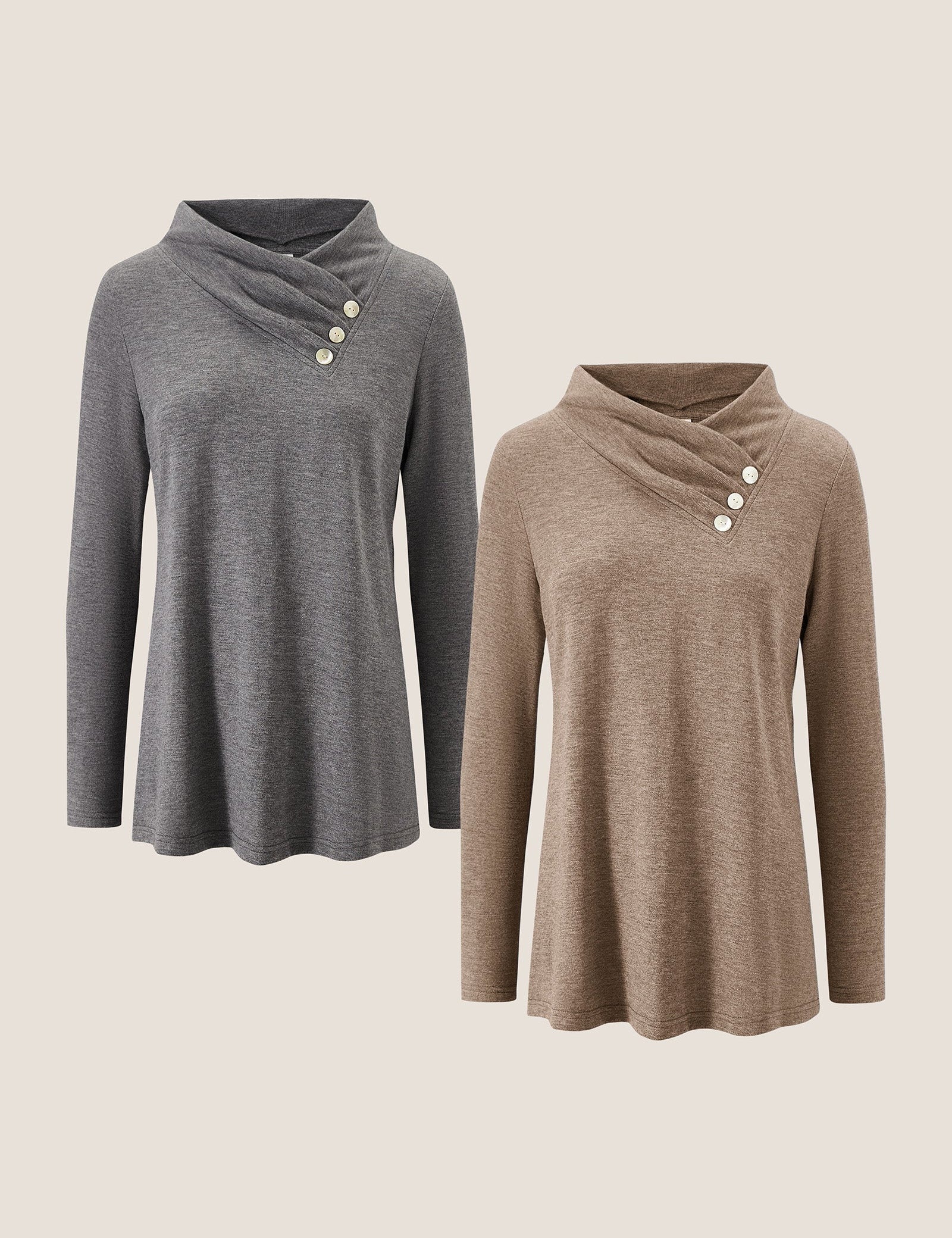 Cashmere Asymmetrisk Cowl Neck Stretch Top TATIANA