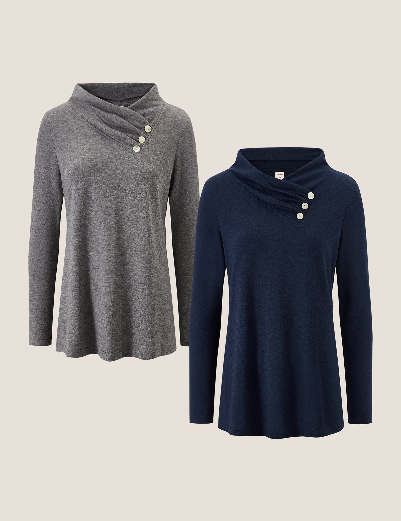 Cashmere Asymmetrisk Cowl Neck Stretch Top TATIANA
