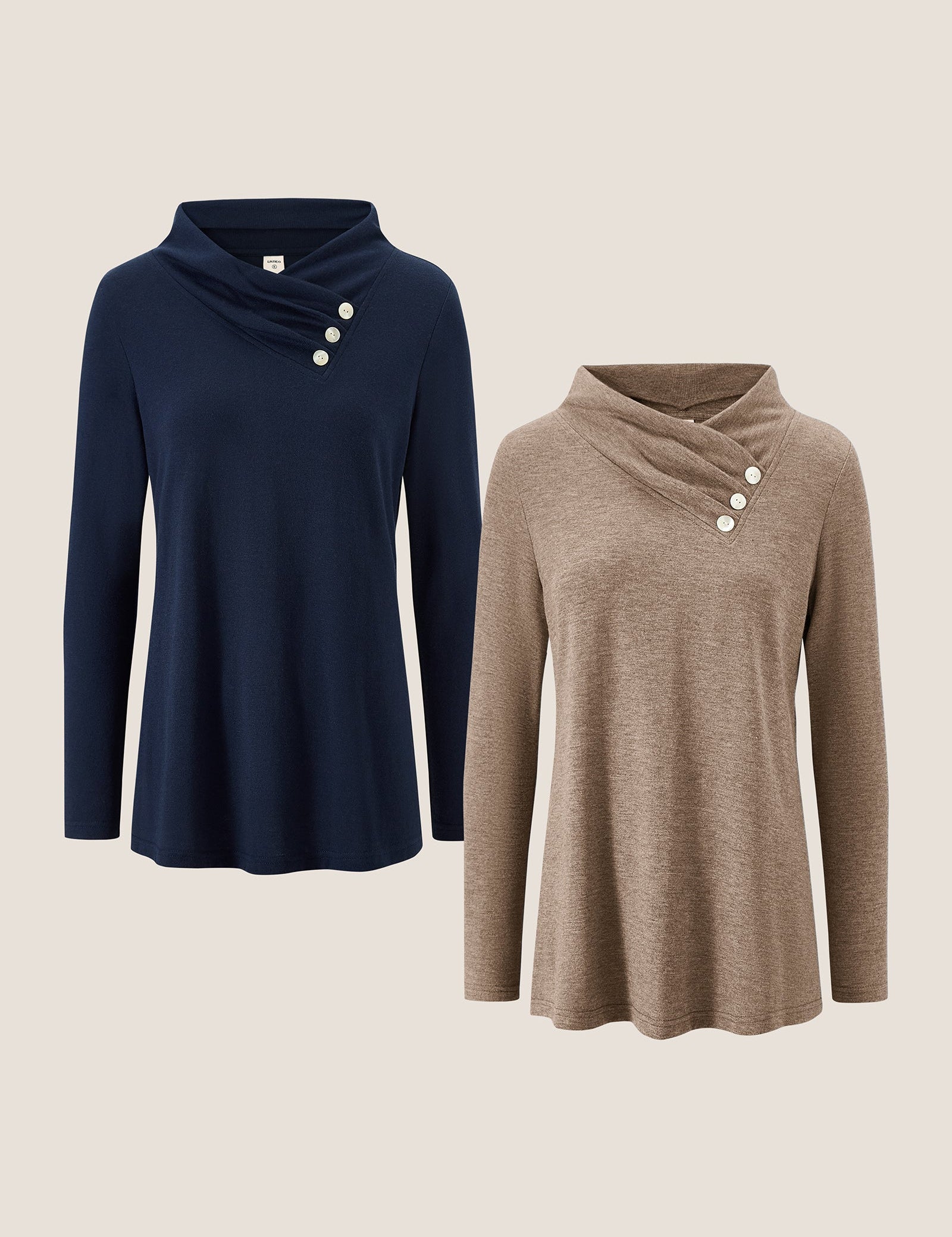 Cashmere Asymmetrisk Cowl Neck Stretch Top TATIANA