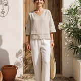 100% Linned Drop Shoulder Asymmetrisk Lagdelt Hem Overtop VIOLA