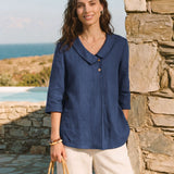 100% Linned Asymmetrisk Krave Inverteret Plisseret Top OTTILIE