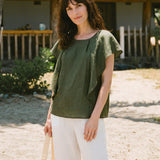 100% Linned Flutter Sleeve Sculpted Pleat Top DRUSILLA