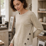 Lyocell Uld Asymmetrisk Kant Sideknap Strik Top CELIA