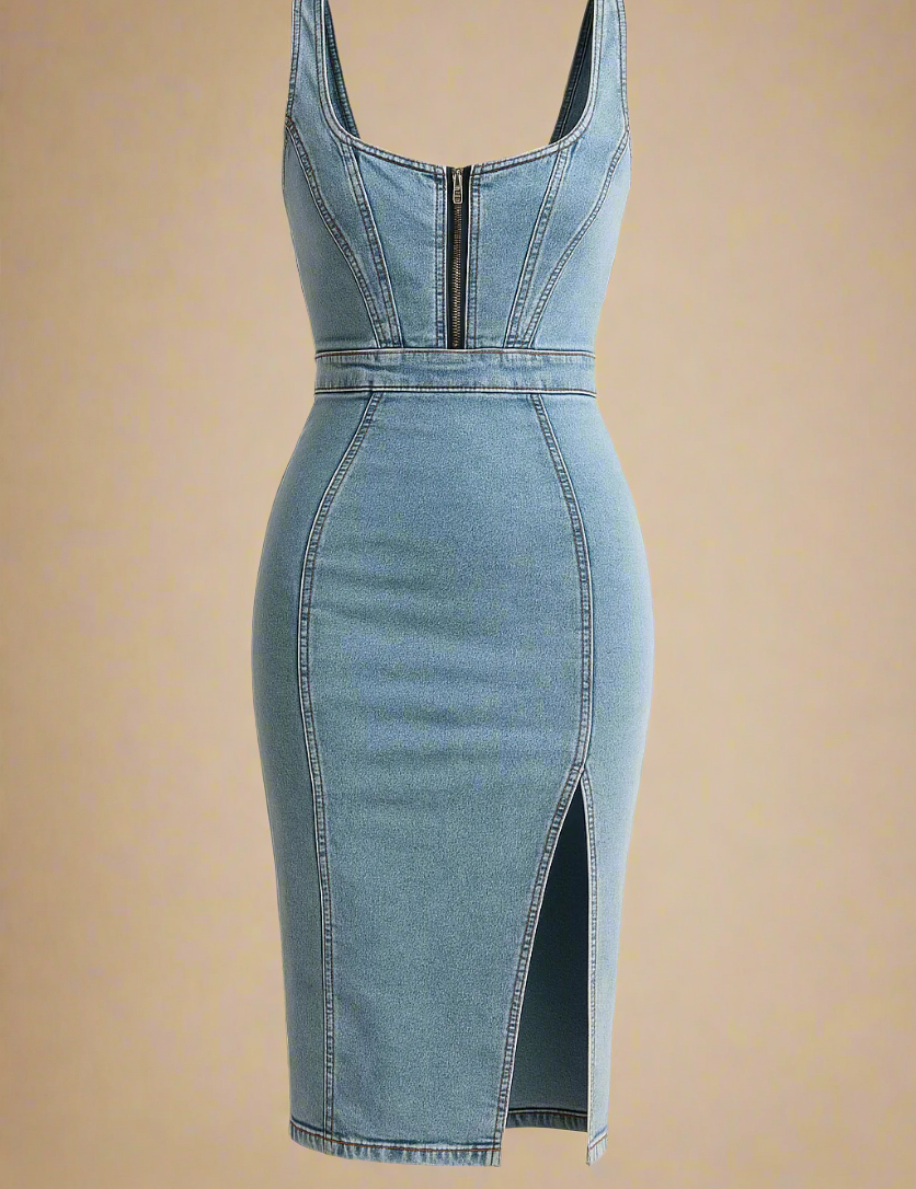 INES KJOLE | TÆTSIDDENDE DENIM MED MODERNE UDTRYK