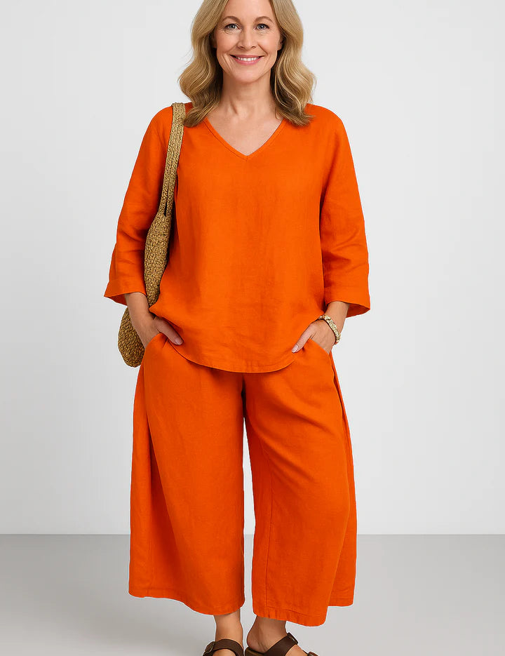 Sæt Norena | Ensfarvede & Komfortable Bukser + Matchende Top