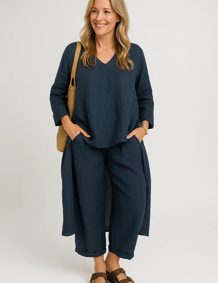 Sæt Norena | Ensfarvede & Komfortable Bukser + Matchende Top