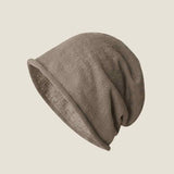 Bomulds- og Linned Slouchy Beanie Letvægts Åndbar Casual Hat