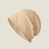 Bomulds- og Linned Slouchy Beanie Letvægts Åndbar Casual Hat