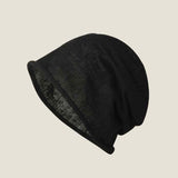 Bomulds- og Linned Slouchy Beanie Letvægts Åndbar Casual Hat