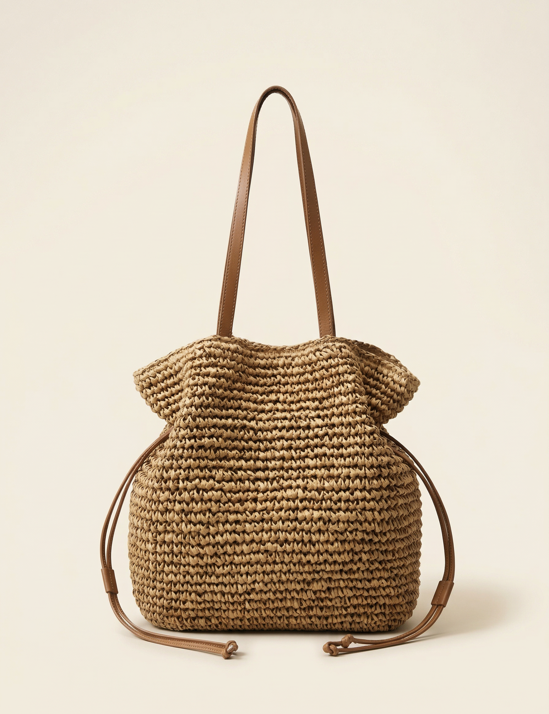 Håndlavet Hæklet Strå Bucket Bag