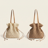 Håndlavet Hæklet Strå Bucket Bag
