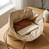Håndlavet Hæklet Strå Bucket Bag