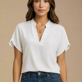 Alba bluse | Elegant V-udskæring og løse ærmer