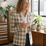 Linned Vendbar Denim Tekstur V-Hals Jakke ELLIE