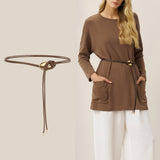 Lenzing Tencel Modal® Lang Drop Shoulder Stretch Pullover Top med Lomme