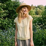 Linned-Lyocell Asymmetrisk Plisseret Top med Kappeærmer CERELIA