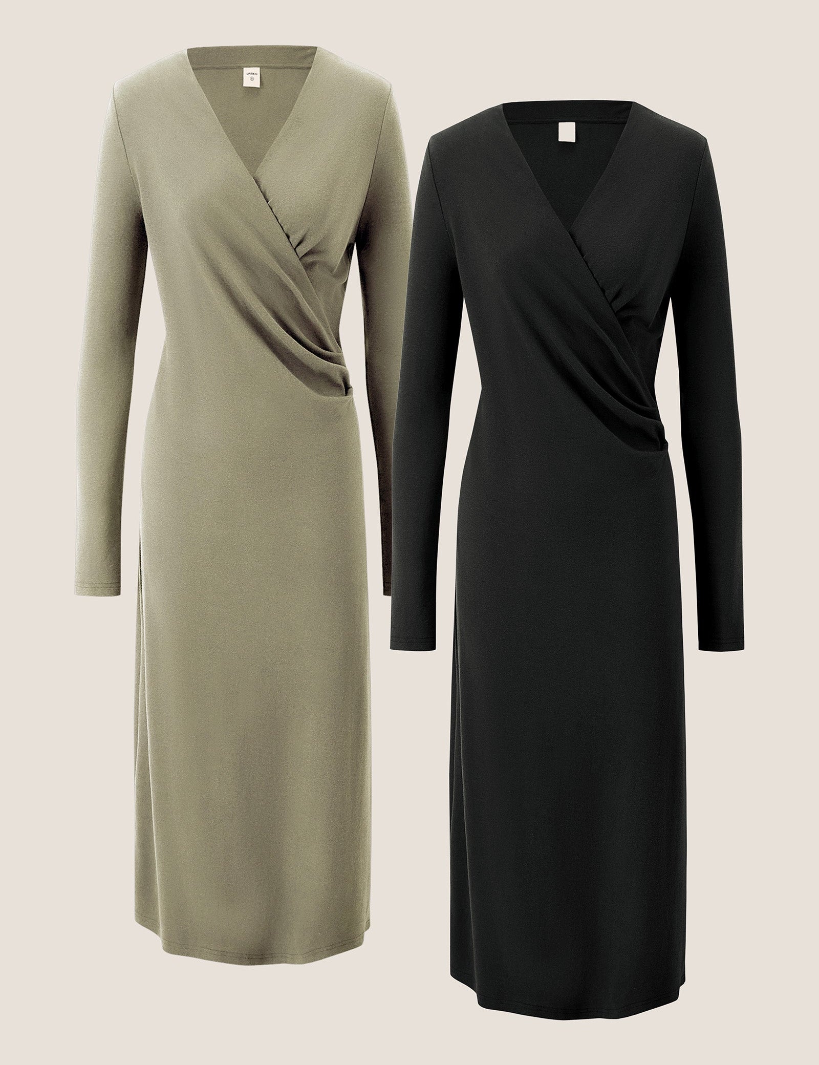 Crossover V-Hals Wrap Stretch Midi Kjole MARNIE