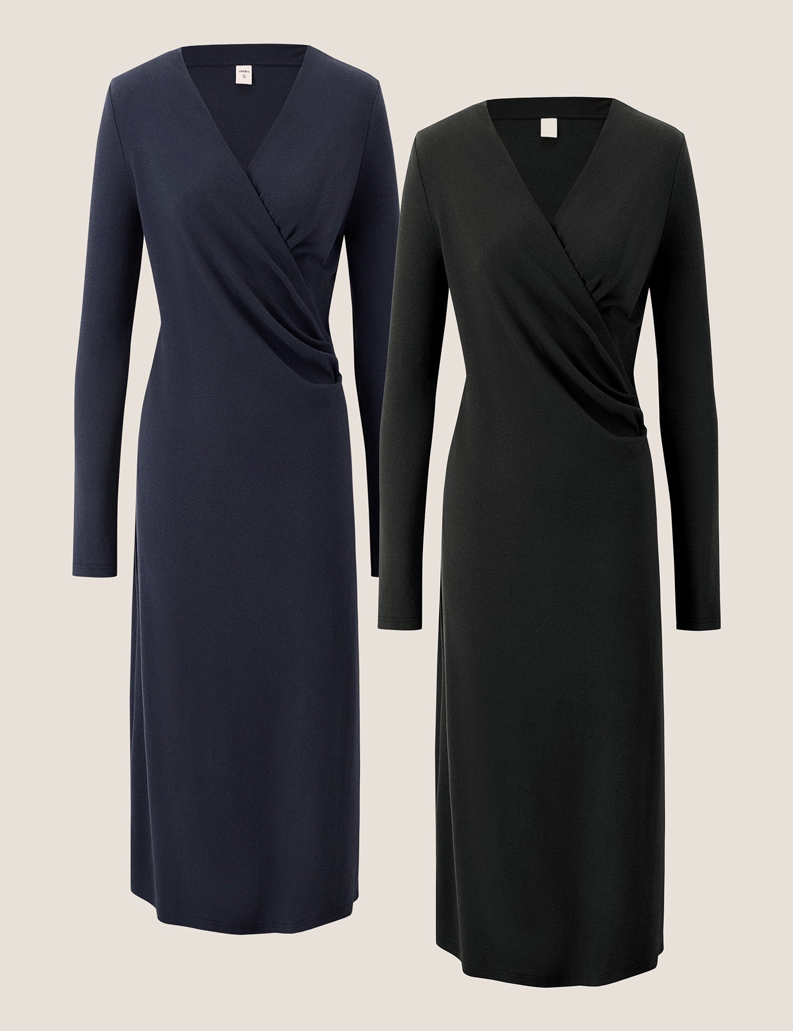 Crossover V-Hals Wrap Stretch Midi Kjole MARNIE