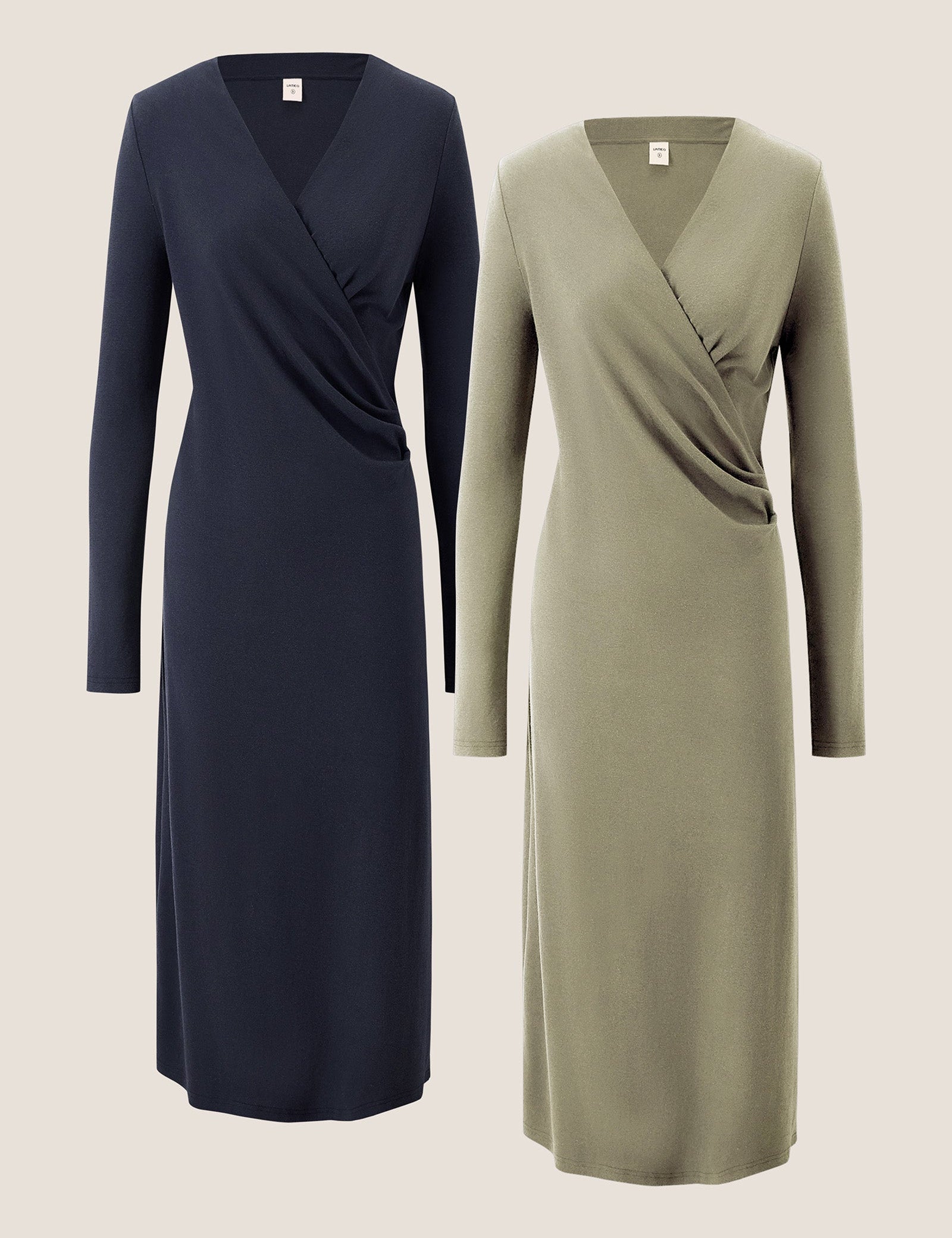 Crossover V-Hals Wrap Stretch Midi Kjole MARNIE