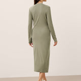 Crossover V-Hals Wrap Stretch Midi Kjole MARNIE
