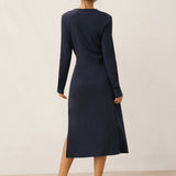 Crossover V-Hals Wrap Stretch Midi Kjole MARNIE