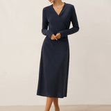 Crossover V-Hals Wrap Stretch Midi Kjole MARNIE