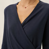 Crossover V-Hals Wrap Stretch Midi Kjole MARNIE