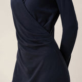 Crossover V-Hals Wrap Stretch Midi Kjole MARNIE