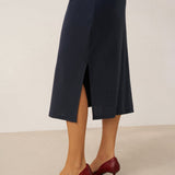 Crossover V-Hals Wrap Stretch Midi Kjole MARNIE