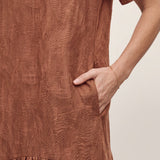 Linned-Lyocell Blad Jacquard Drop Waist Maxi Kjole MARIANNE