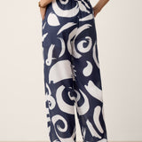 Linned Abstract-Print Straight-Leg Bukser ORLA