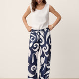 Linned Abstract-Print Straight-Leg Bukser ORLA