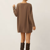 Lenzing Tencel Modal® Lang Drop Shoulder Stretch Pullover Top med Lomme