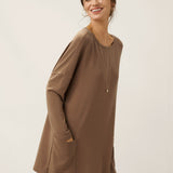 Lenzing Tencel Modal® Lang Drop Shoulder Stretch Pullover Top med Lomme